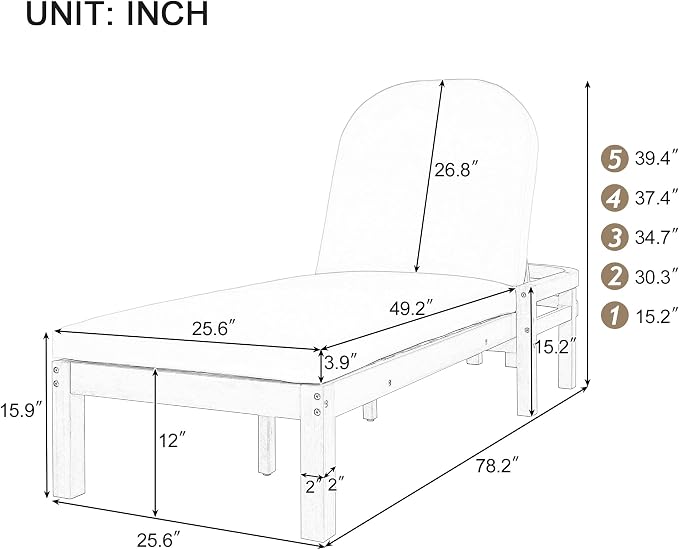 Outdoor Chaise Lounge Chair, Patio Chaise Lounge Recliner - Image 2