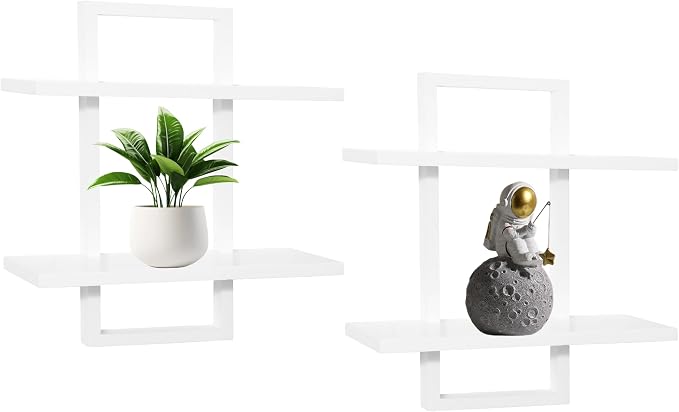 PHOENANCEE Floating Shelves for Wall, Display Hanging Shelf Set of 2, Modern - Image 9