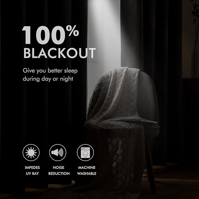 MIULEE Linen Curtains 100% Blackout - Image 3
