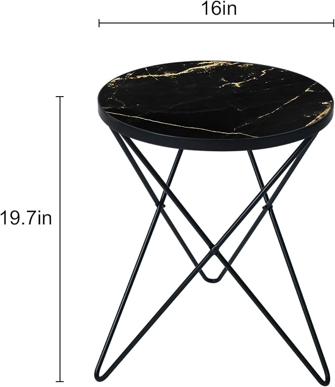HLR Modern Round Side Table Set of 2, End Table - Image 3