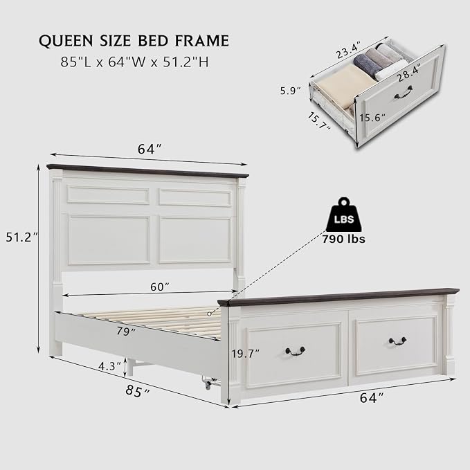 Aitjunz Farmhouse Queen Size Bed Frame - Image 2