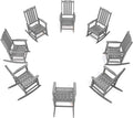 THOEOE Oversized Rocking Chair Set of 8, Outdoor Rocking Chair by THOEOE