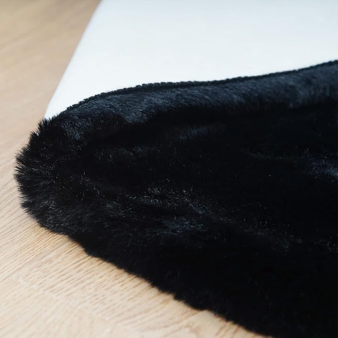 Ghouse Soft Faux Sheepskin Fur Rug 2x4 Black Fluffy Bedside Rugs Plush Rug Shag - Image 7