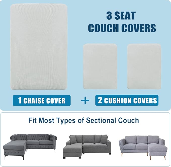 Water Repellent Sectional Couch Covers L Shaped Sofa Cushion Covers, Stretch - Image 7