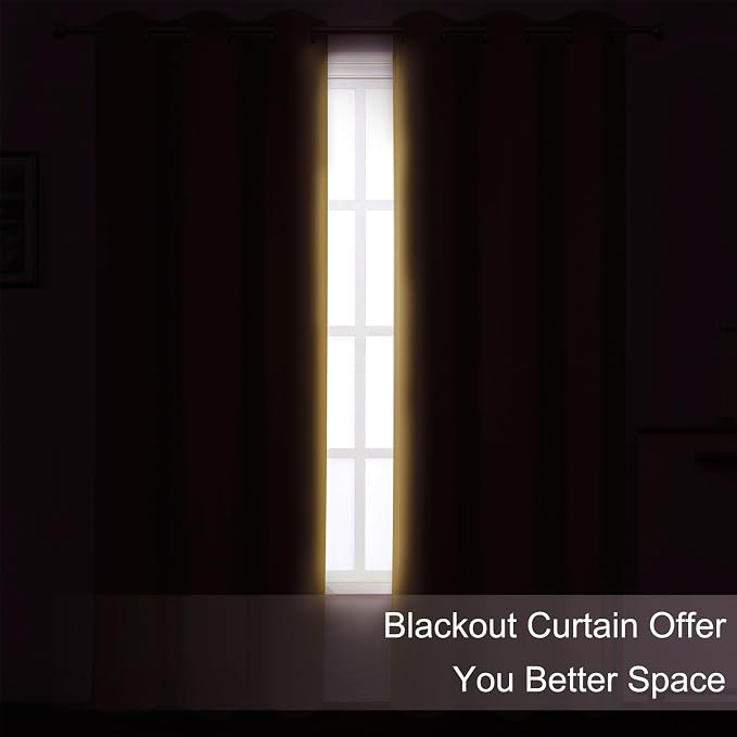 LEMOMO Mustard Yellow Thermal Blackout Curtains/38 x 84 Inch/Set of 2 Panels - Image 3