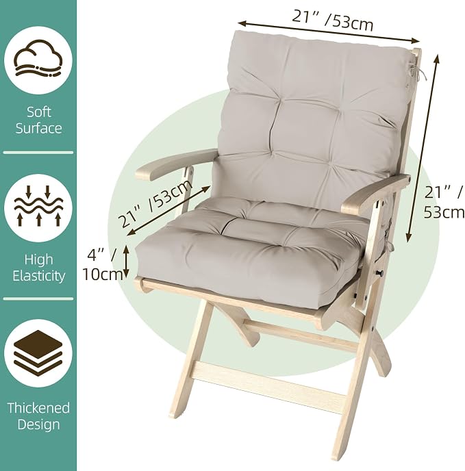 Outdoor Chair Cushions Set of 2, High Back Soft Seat Pad - Image 9