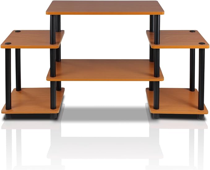 Furinno No Tools Tube Entertainment Center, Light Cherry/Black, Square Corner - Image 4
