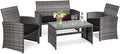 Tangkula 4 PCS Wicker Patio Conversation Set, Outdoor Rattan Sofas by TANGKULA