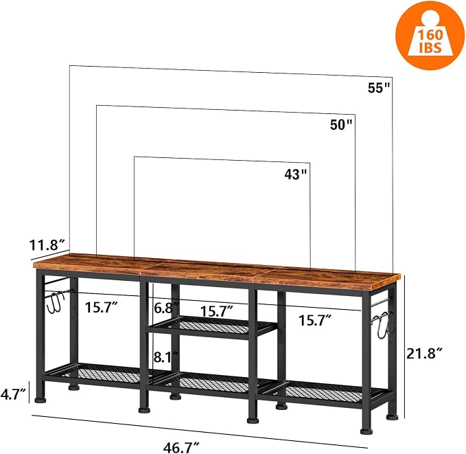 Furologee TV Stand for TVs up to 55 Inch, Entertainment Center - Image 2