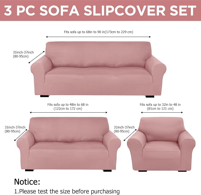 Peryiter 3 Pcs Couch and Loveseat Covers Set Sofa Cover - Image 2