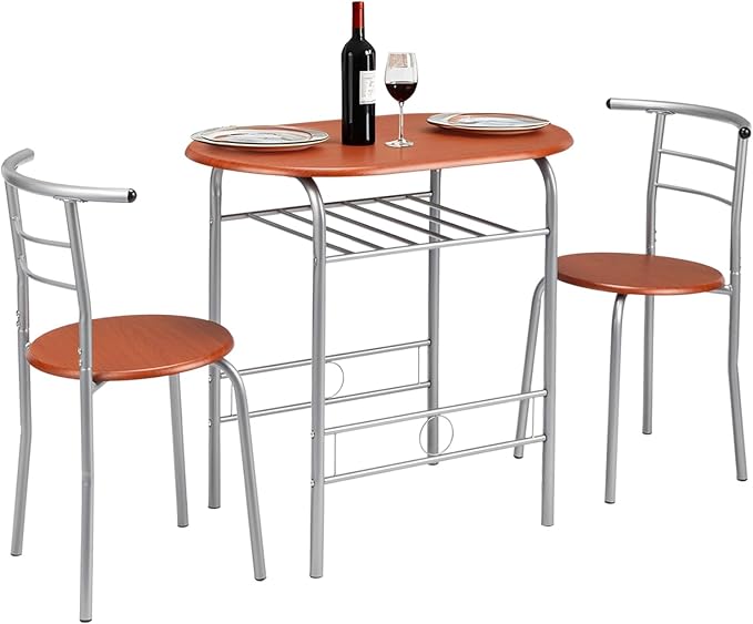 VINGLI 3 Piece Dining Set, Small Kitchen Table Set by VINGLI