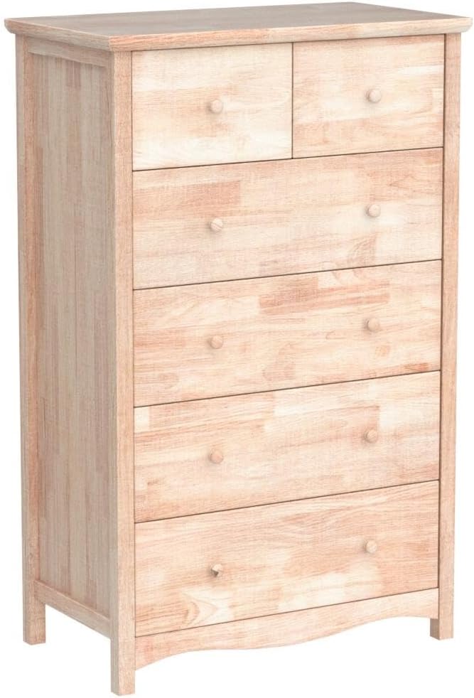 VINGLI Unfinished 6 Drawer Dresser, Natural Solid Wood Dresser Color DIY - Image 5