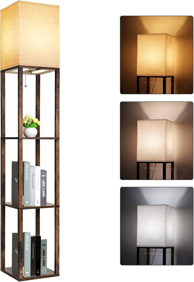 RUNTOP Floor Lamp with Shelves, Modern Shelf Lamp by RUNTOP