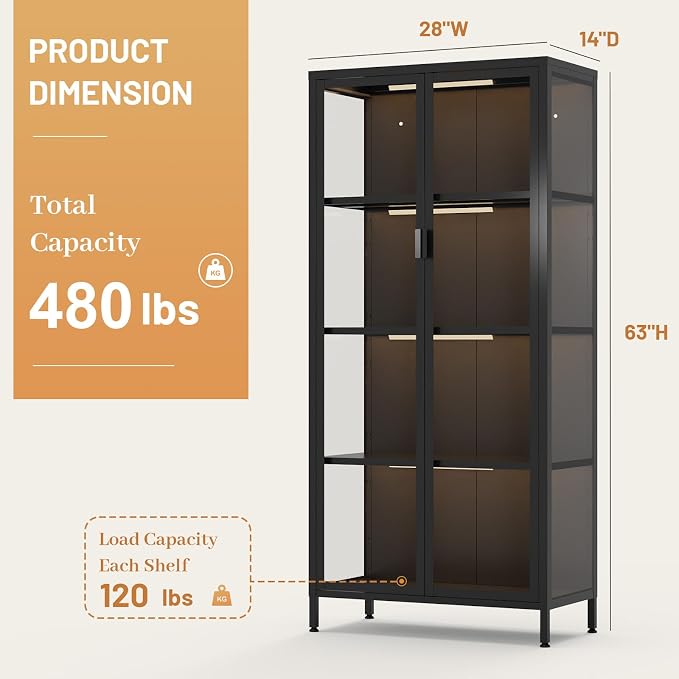 Eltean 63" H Display Cabinet - Image 2