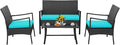 Tangkula 4 Pieces Rattan Conversation Set, Patio Sofa Couch Set by TANGKULA