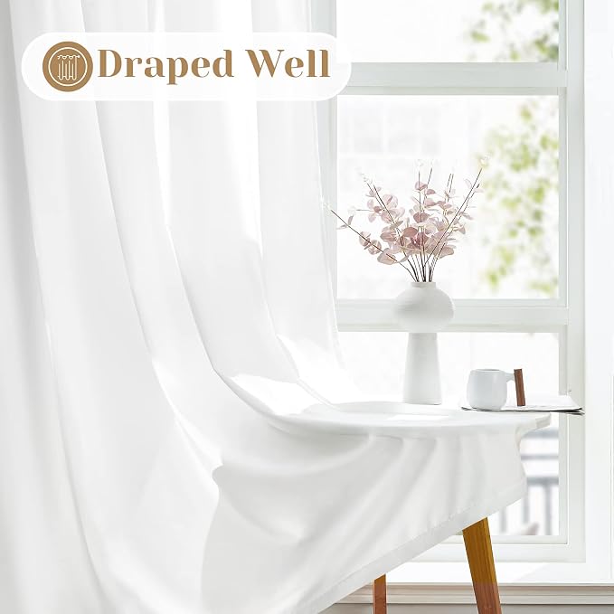 HOMEIDEAS Non-See-Through White Privacy Sheer Curtains, 52 X 72 Inches Long 2 - Image 7