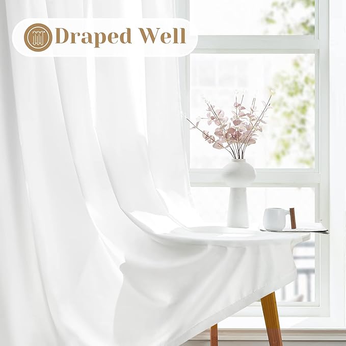 HOMEIDEAS Non-See-Through White Privacy Sheer Curtains, 52 X 54 Inches Long 2 - Image 6