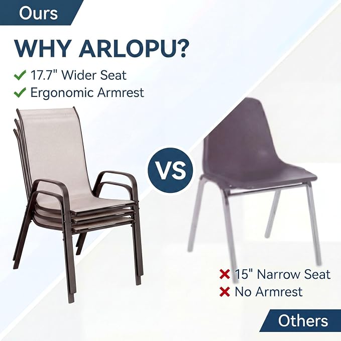 Arlopu 5 Piece Outdoor Patio Dining Set, Porch Furniture - Image 3