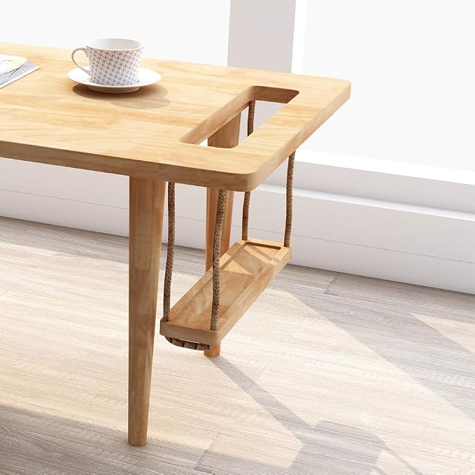WoodShine Mid Century Modern Mini-Swing Wooden Coffee/Tea Table, Japanese Low - Image 5