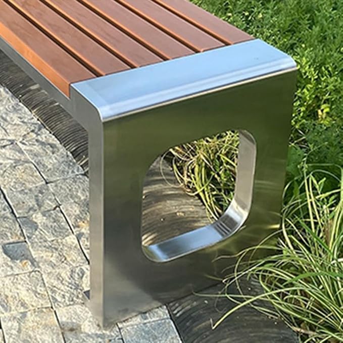 LITFAD Outdoor Indoor Bench Stainless Steel Metal Park Bench - Image 4