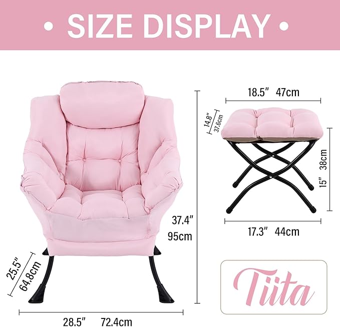 Tiita Lazy Chair with Ottoman, Comfy Leisure Sofa Armchair with Ottoman - Image 5