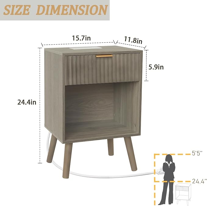 Fultyle Grey Wood Nightstand - Image 3