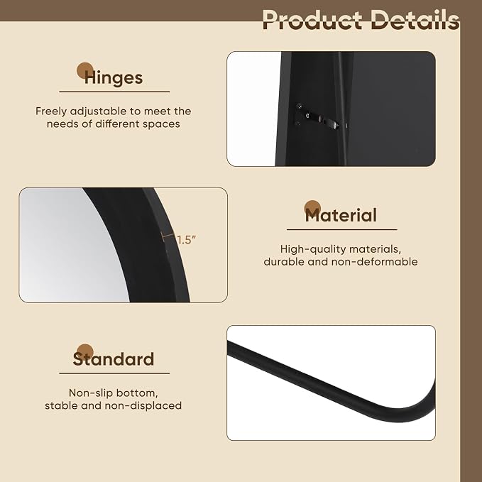 Full Length Mirror, Oversized Stand Up Mirrors Large Wall Mirrors, Wall Mounted - Image 6