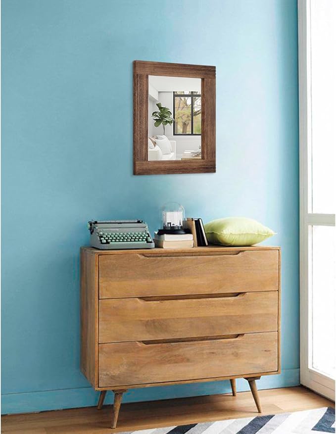 Wood Mirror Rectangular Framed Rustic Vintage Mirrors Decor Farmhouse Bedroom - Image 4