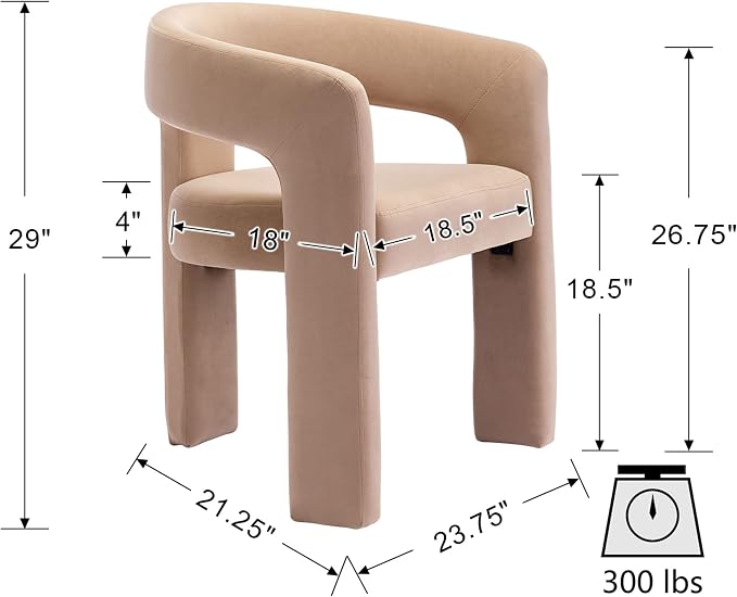 VESCASA Velvet Barrel Dining Chair - Image 3