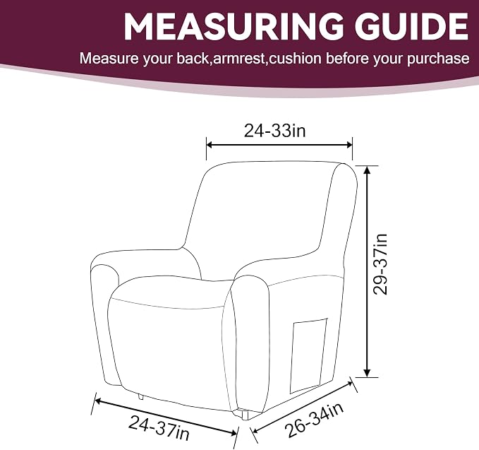 Cupuamon Recliner Chair Covers, Lazy Boy Recliner Covers Stretch Reclining - Image 2