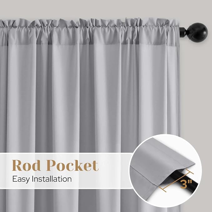 HOMEIDEAS Non-See-Through Light Grey Privacy Sheer Curtains, 52 X 54 Inches - Image 6