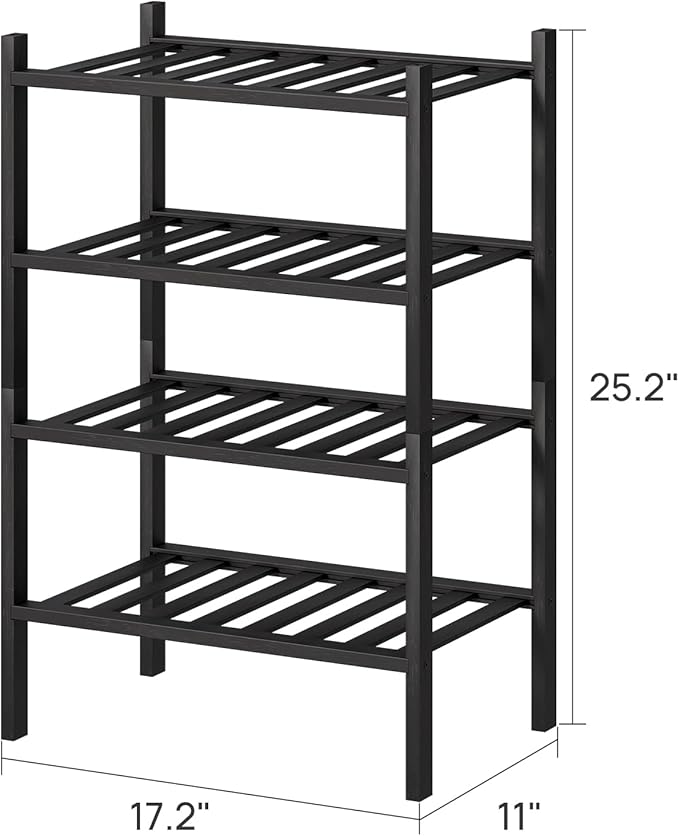 viewcare Black Small Shoe Rack for Entryway, 4-Tier Bamboo Shoe Organizer for - Image 2