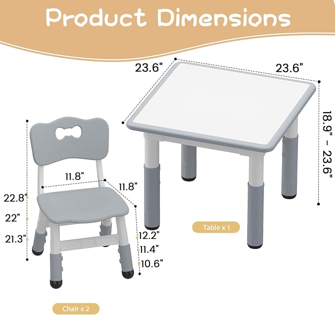 GAOMON Kids Table and 2 Chairs Set - Image 6