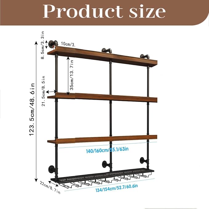 63in Wall Mounted Wine Rack - Image 2