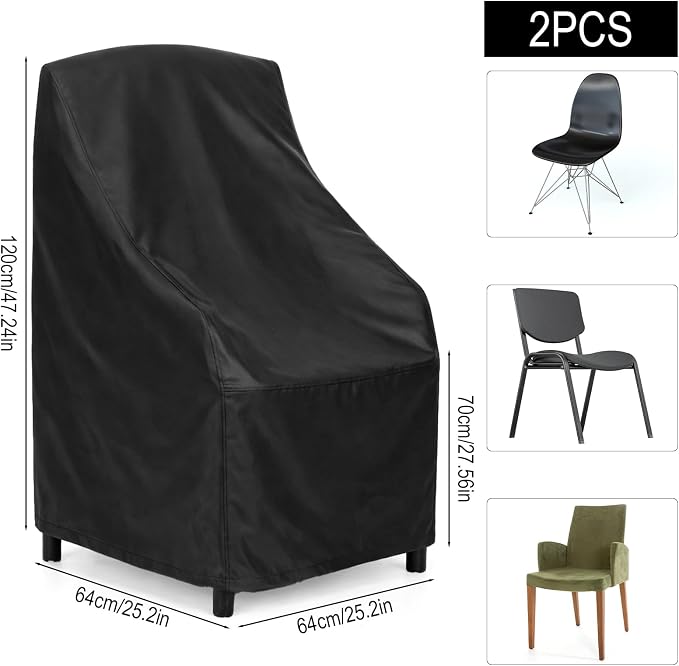 Stackable Patio Chair Covers Waterproof 2 Pack 210D Lawn Patio Outdoor Chairs - Image 2