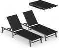 Ciokea Foldable Outdoor Lounge Chair Set of 2, No Assembly Aluminum Chaise by CIOKEA
