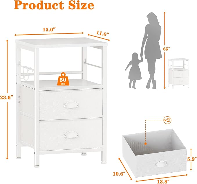 Furologee Nightstands Set of 2, End Table - Image 3