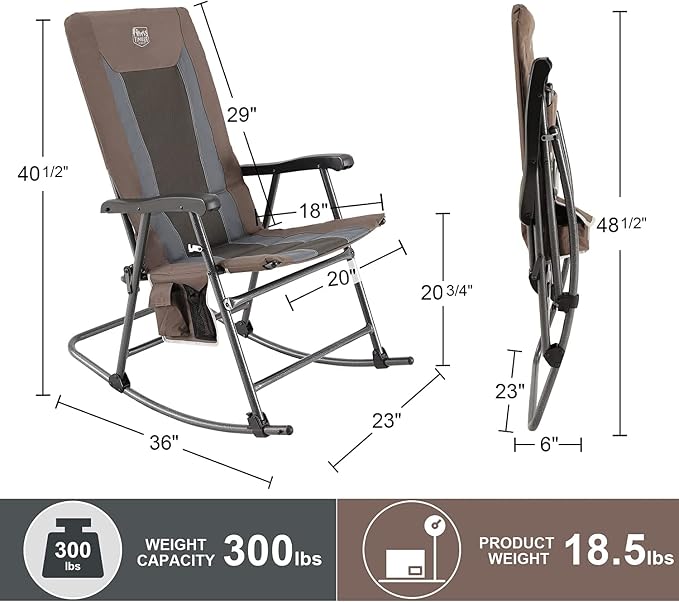 TIMBER RIDGE Outdoor Folding Rocking Chair, Hard Armrests - Image 3