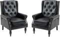 Mid-Century Wingback Chairs Set of 2, Faux Leather Accent Chairs Armchair by Lin-Utrend