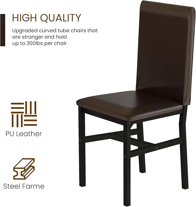 AWQM 5 Piece Dining Table Set for 4, Faux Marble Kitchen Table and Chairs for 4 - Image 5