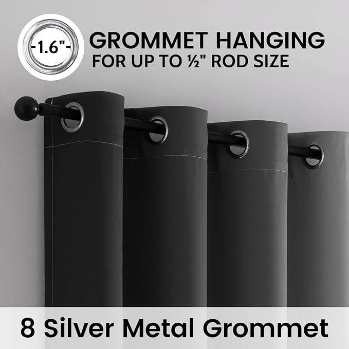 SimpleHome Black and Greyish White Blackout Curtains - Image 3