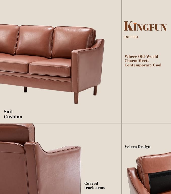 Kingfun Living Room Furniture Sets, 3 Seater Couch and Loveseat, Mid Century - Image 7