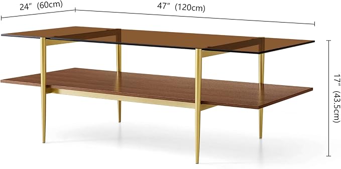 LumFurn Extra Large Rectangle Glass Coffee Table, Mid-Century Modern Design - Image 2
