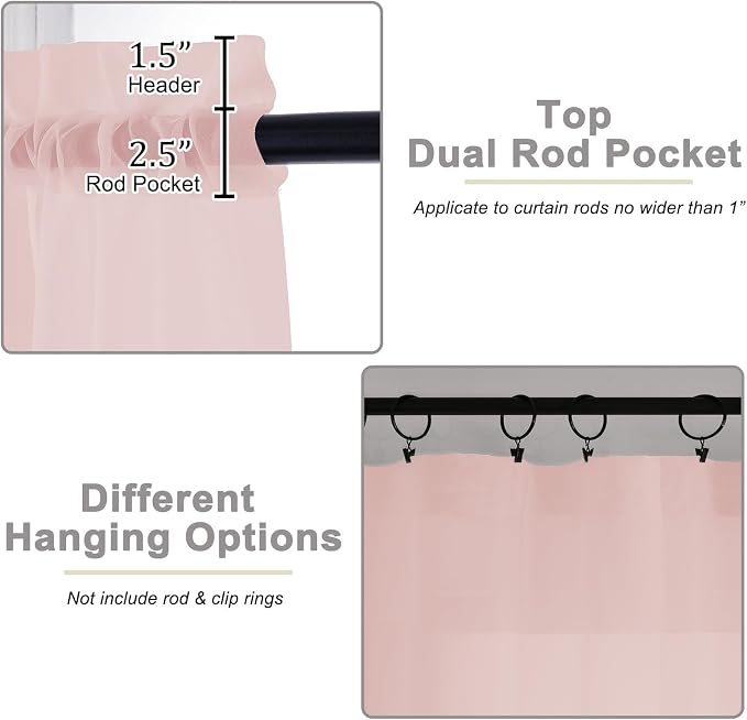 Extra Long Sheer Blush Curtains - Image 4