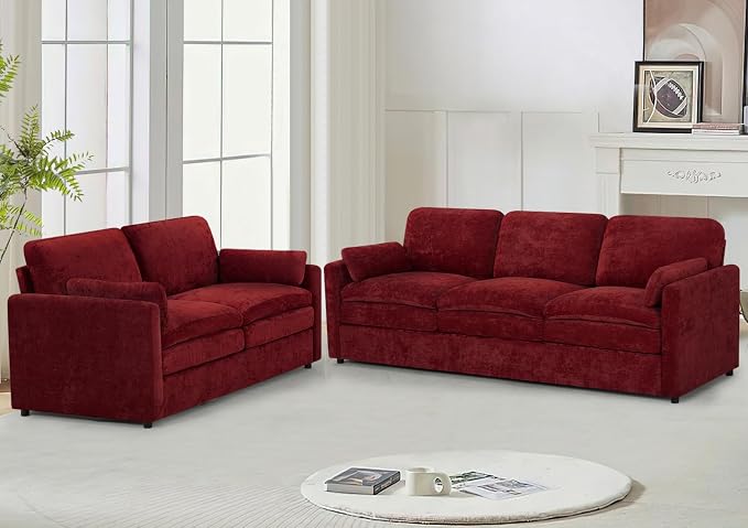 2 Pieces Chenille Sofa Set by LESOFAIR