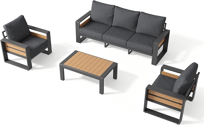 Aoxun Aluminum Patio Furniture Set, 5 Seats Luxury Outdoor Sectional - Image 8