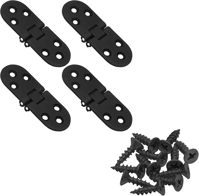 Piutouyar 4PCS Butler Tray Heavy Duty Folding Flip Top Hinge 180 Degree Round - Image 7