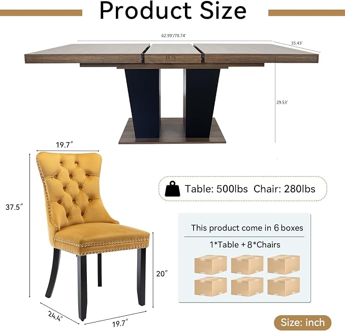 Henf 9 Pieces Extendable Dining Table Set - Image 7