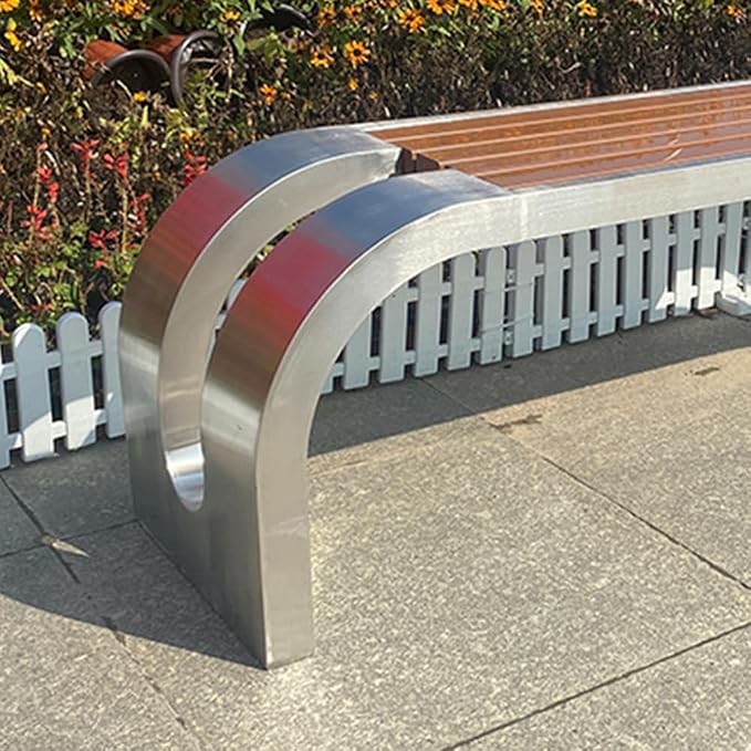 LITFAD Outdoor Indoor Bench Stainless Steel Metal Park Bench - Image 4