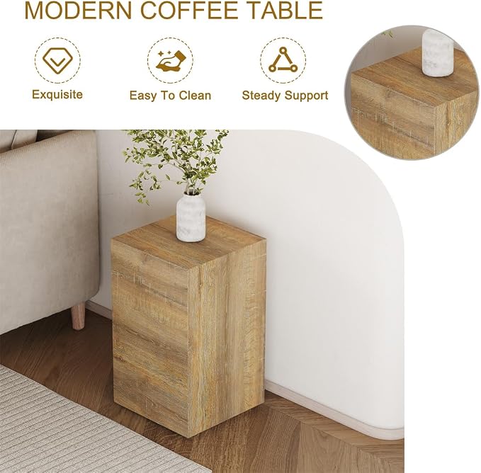 Coffee Table Set for 3, Living Room Table Set, Wood Coffee Table and Side Table - Image 7